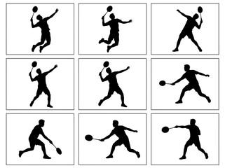 Fototapeta premium A Comprehensive Collection of Professional Badminton Player Action Silhouettes for Sport