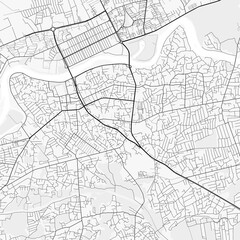 Obraz premium Khujand City Map. Minimalist black and white line art poster for printing, wallpaper, wall art, and map resources for home and office decor