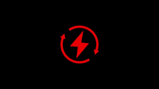 battery charging icon animation with loading red circle. lightning bolt icon in circle wireless charging icon.