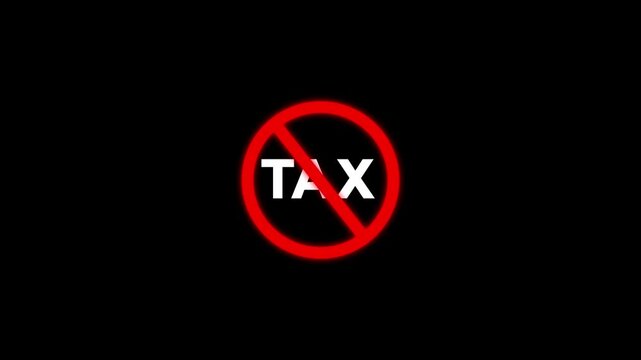 no tax icon animation on black background.