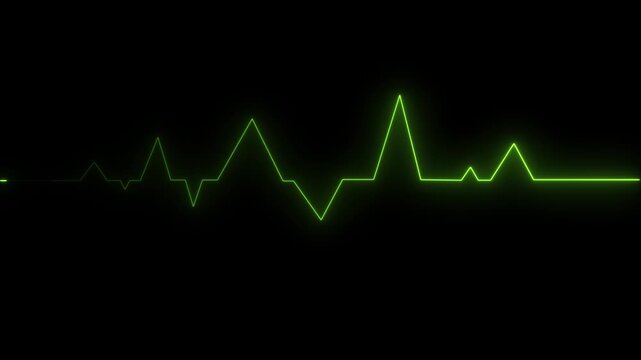 Glowing Neon digital heartbeat plus Heart beat electric neon line color animation. symbolizing life, health, and vitality. ECG monitor beating heart with a neon electrocardiogram.