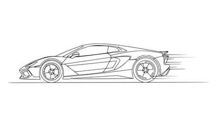 Fototapeta premium Dynamic Sports Car Sketch - Speed Lines, Automotive Art, Modern Design