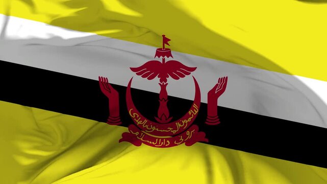 Brunei Flag Waving in Slow Motion Loop Animation