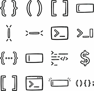 Coding symbols and brackets.