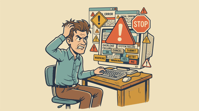Man sitting at computer desk.
