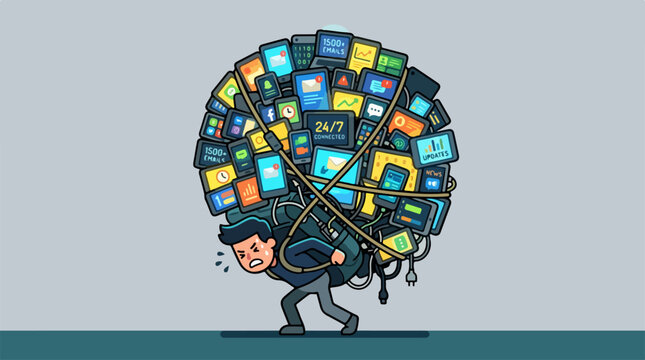Man carrying many computer screens.