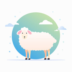 Obraz premium パステルグラデーションのモダンな羊イラスト