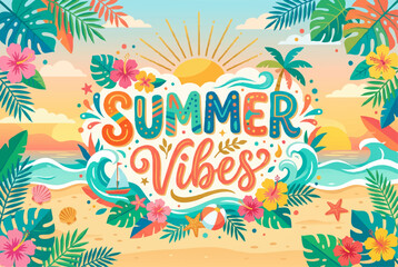 Obraz premium Summer typography vector design