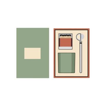 Candle care gift box with matches snuffer and wax candle