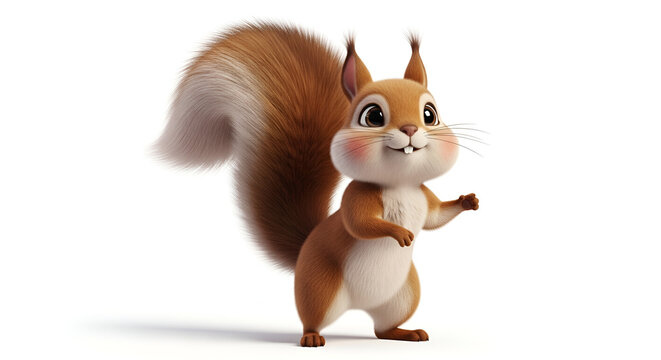 Cute cartoon squirrel with a fluffy tail and cheerful expression. Adorable character illustration perfect for kids content, mascots, stickers, and creative designs.