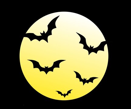 Bats sillhouette on night full moon design vector,bats moon stock vector,bats flying a cross full moon background,moon and bats hellowen design icon,bats flying front a full moon image