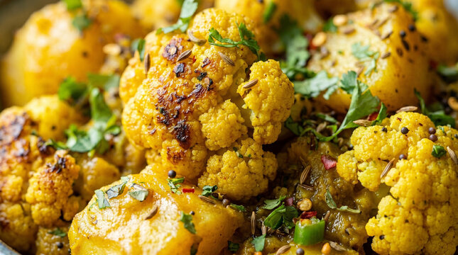 Aloo gobi, close-up dish