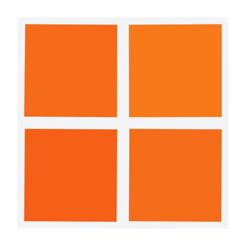 Four orange squares in a grid on white background