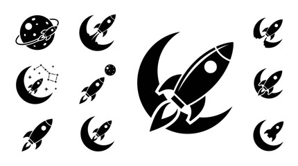 Fototapeta premium Rocket Ship Collection: Space Exploration Icons