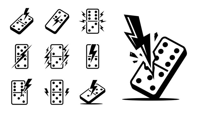 Domino Icons with Lightning Bolt Symbols