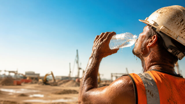 Stay hydrated to combat heat and stress during demanding work hours in construction