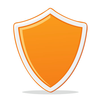 Orange shield icon with white border