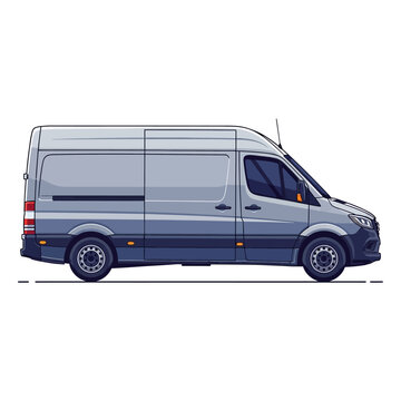 Modern gray cargo van profile view, blank for branding and design