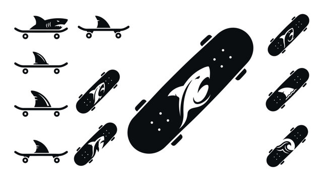 Shark Fin Skateboard Graphics Collection - Vector Icons