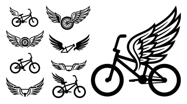 Winged Bicycles and Wheels Logo Designs | BMX Bike Art | Freedom and Speed