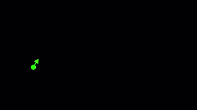 Animated green growth curve arrow with smooth rising trajectory and glowing upward movement isolated on black background, 4K Video