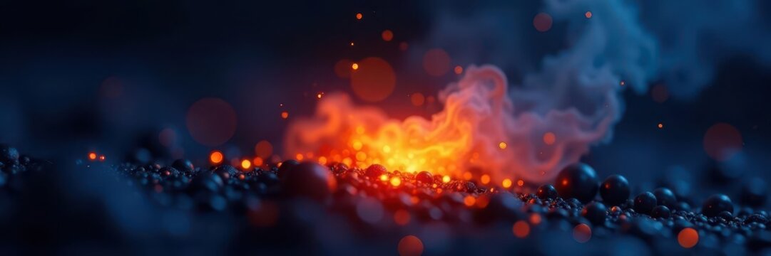 Deep blue to black gradient, fiery orange center diffusion effect , art, texture, diffusion