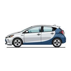 Fototapeta premium Hybrid Car Silhouette - Modern Electric Vehicle Side View Illustration