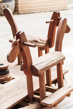 Wooden Horse Chair in Childrens Playground