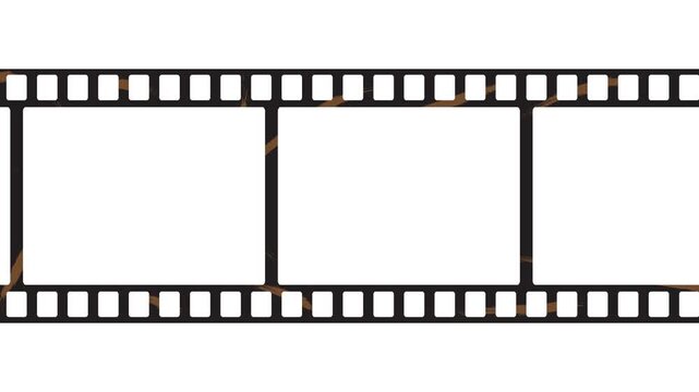 polaroid film strip filmstrip over lay loop 4k, Vintage 35mm film strip scrolling vertically with black sprocket borders,
Blank vintage film strip with perforated edges on retro background