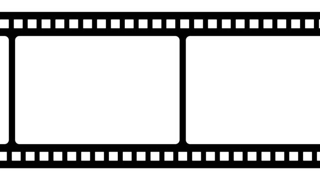 polaroid film strip filmstrip over lay loop 4k, Vintage 35mm film strip scrolling vertically with black sprocket borders,
Blank vintage film strip with perforated edges on retro background