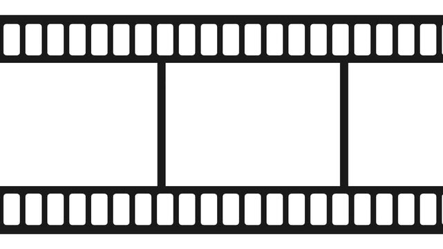 polaroid film strip filmstrip over lay loop 4k, Vintage 35mm film strip scrolling vertically with black sprocket borders,
Blank vintage film strip with perforated edges on retro background