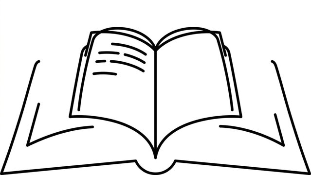 Minimalist line art illustration of an open book for minimalist branding isolated on white