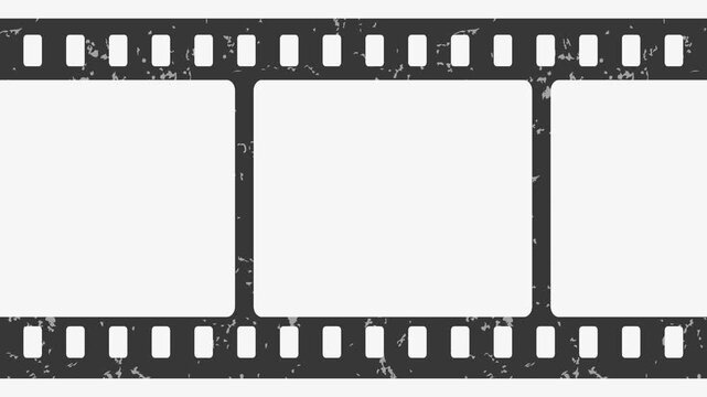 Film strip frame with black sprocket holes and white background, 35mm strip filmstrip animation, 35mm negative design.
Vintage cinematic anamorphic widescreen letterbox marquee frame