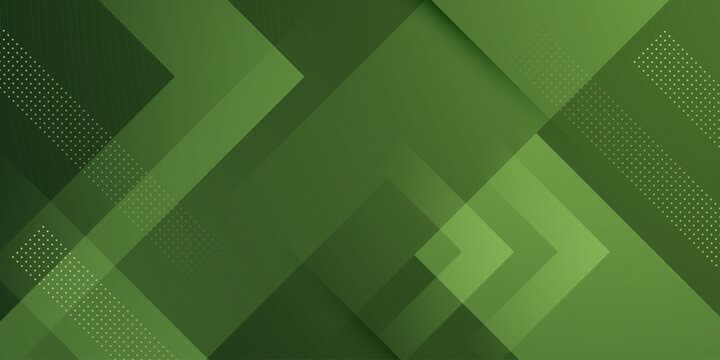 Abstract green color background with overlap triangle arrow shapes pattern element concept design. Modern and futuristic banner style.