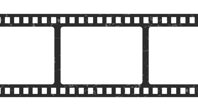 Film strip frame with black sprocket holes and white background, 35mm strip filmstrip animation, 35mm negative design.
Vintage cinematic anamorphic widescreen letterbox marquee frame