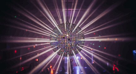 Obraz premium Vibrant disco ball with colorful lights.