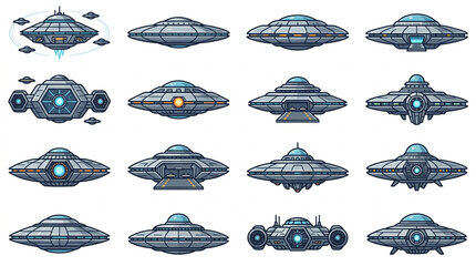 Collection of diverse flying saucer spacecraft designs. © Shella