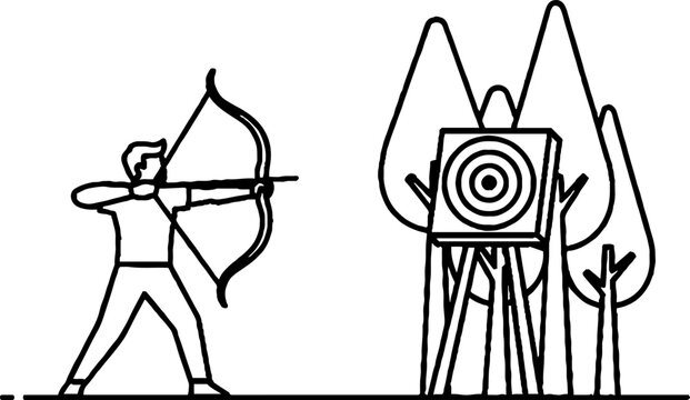 Person practicing archery with bow and target setup outdoors.