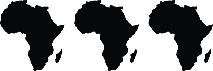 Obraz premium Africa map silhouette vector set isolated on white background, simple continent shape collection for geography, infographic, travel and educational design
