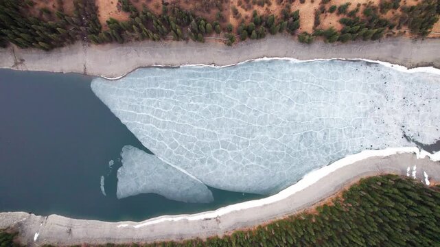 Drone view of lover sea, Changhaizi or qingrenhai, alpine glacial lake in Jinchuan County, Aba Tibetan Qiang Autonomous Prefecture, northwest Sichuan, China, 4k real time footage, travel concept.