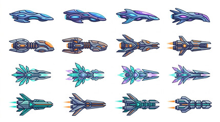 Collection of futuristic alien spaceships and spacecraft designs. © Melati