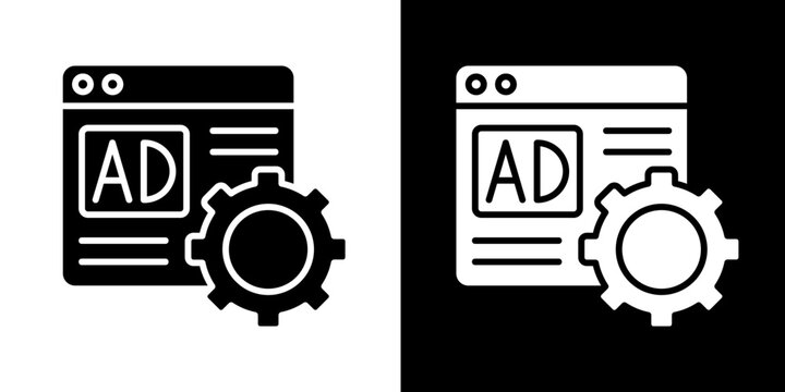 Ad Management  Icon Set White Style Collection