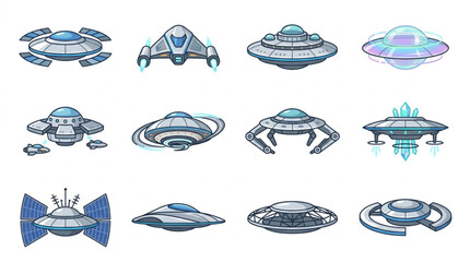 Collection of Futuristic Spaceships and UFOs. © Adit