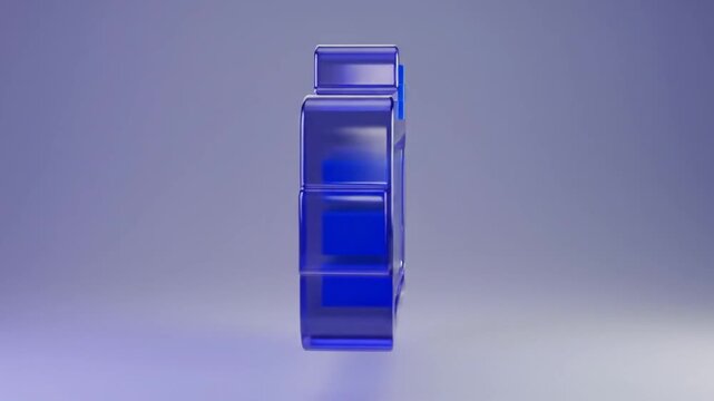 Translucent blue glass medical kit icon with a cross symbol.