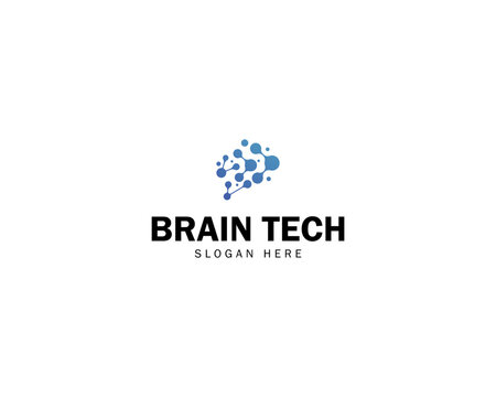 Futuristic modern human brain digital dots structure for intelligence innovation science tech knowledge logo design