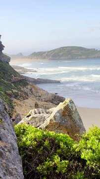 Vertical view of The Island and coastal geology of Robberg biosphere reserve