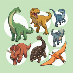 Adorable Dinosaur Character Pack For Kids Printing © Aryasakti