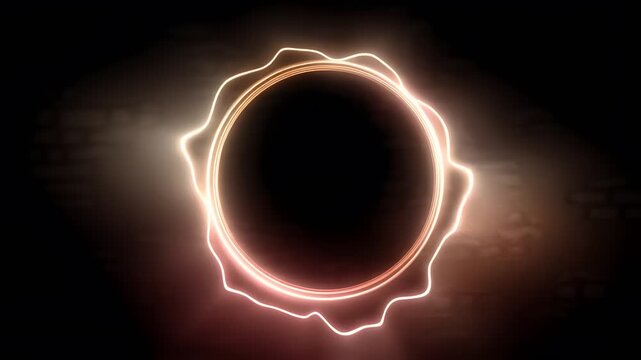 Glowing abstract eclipse with radiant light effects on dark background