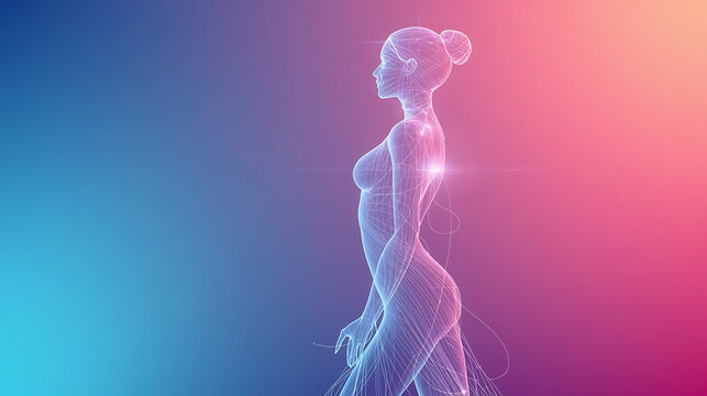 This image is a digital rendering of a human figure in motion