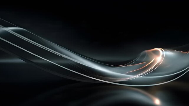 Abstract dark wave with glowing light effect on black background